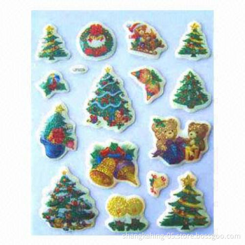 Christmas Foam Sticker with Safe and Nontoxic Materials, Various Designs are Available